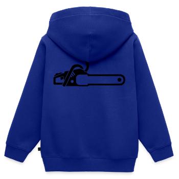 Scie à chaine - Sweat Premium à capuche zippé enfant bio - bleu roi - Dos - AI Model Kid Male (0cm)