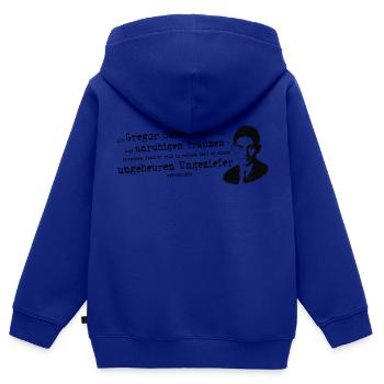 Franz Kafka | Citer la métamorphose Gregor Samsa - Sweat Premium à capuche zippé enfant bio - bleu roi - Dos - AI Model Kid Male (0cm)