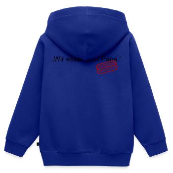 Wir essen jetzt Papa. Satzzeichen retten Leben. - Kinder Premium Organic Zip Hoodie - Royalblau - Hinten - AI Model Kid Male (0cm)