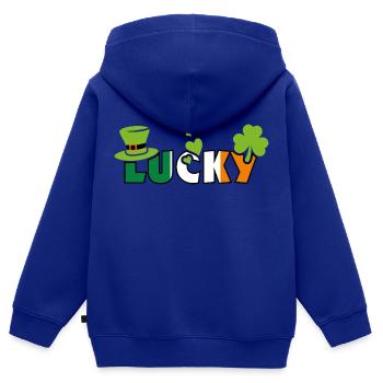 Lucky. Design to the Patrick's day - Kids Premium Organic Zip-up Hoodie - royal blue - Back - AI Model Kid Male (0cm)