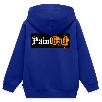 Paintball Logo, antique fonts with paint splatter - Kids Premium Organic Zip-up Hoodie - royal blue - Back - AI Model Kid Male (0cm)