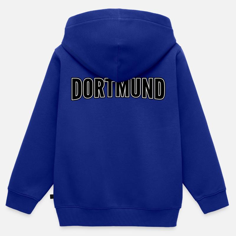 Dortmund - Sweat Premium à capuche zippé enfant bio - bleu roi