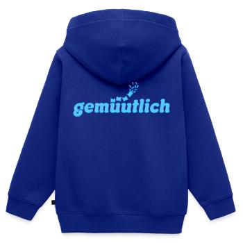gemütlich - Kinder Premium Organic Zip Hoodie - Royalblau - Hinten - AI Model Kid Male (0cm)