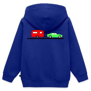 Voiture - Sweat Premium à capuche zippé enfant bio - bleu roi - Dos - AI Model Kid Male (0cm)