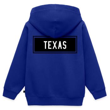 Texas - Sweat Premium à capuche zippé enfant bio - bleu roi - Dos - AI Model Kid Male (0cm)
