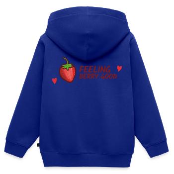 Erdbeeren, sich gut fühlen, lustiger Satz - Kinder Premium Organic Zip Hoodie - Royalblau - Hinten - AI Model Kid Male (0cm)