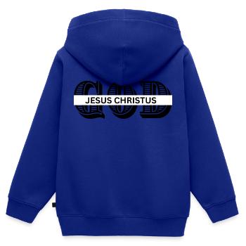 DIEU - Sweat Premium à capuche zippé enfant bio - bleu roi - Dos - AI Model Kid Male (0cm)