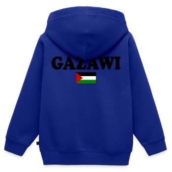 Gazawi gaza - Kids Premium Organic Zip-up Hoodie - royal blue - Back - AI Model Kid Male (0cm)