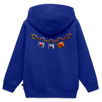 Liebesschlösser mit Herzen Design 2 - Kinder Premium Organic Zip Hoodie - Royalblau - Hinten - AI Model Kid Male (0cm)