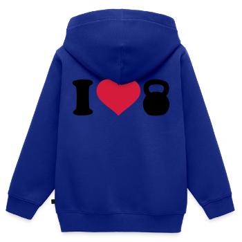 Kettlebell - Kinder Premium Organic Zip Hoodie - Royalblau - Hinten - AI Model Kid Male (0cm)