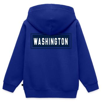 Washington - Sweat Premium à capuche zippé enfant bio - bleu roi - Dos - AI Model Kid Male (0cm)