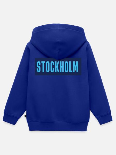 Stockholm2 - Hoodie Premium med dragkedja barn ekologisk - kungsblå
