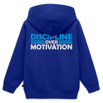Citation de discipline sur la motivation - Sweat Premium à capuche zippé enfant bio - bleu roi - Dos - AI Model Kid Male (0cm)
