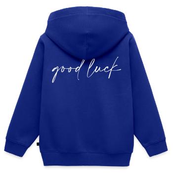 Viel Glück Weiß - Kinder Premium Organic Zip Hoodie - Royalblau - Hinten - AI Model Kid Male (0cm)