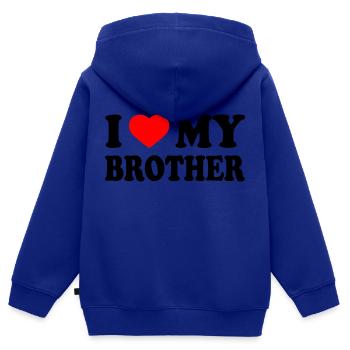 i love my brother - Kinder Premium Organic Zip Hoodie - Royalblau - Hinten - AI Model Kid Male (0cm)