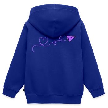 papierflieger herz - Kinder Premium Organic Zip Hoodie - Royalblau - Hinten - AI Model Kid Male (0cm)
