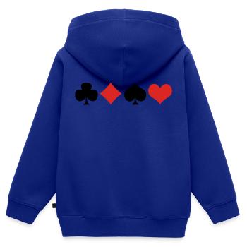 Cards 2 - Sweat Premium à capuche zippé enfant bio - bleu roi - Dos - AI Model Kid Male (0cm)