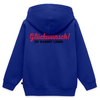 lesen - Kinder Premium Organic Zip Hoodie - Royalblau - Hinten - AI Model Kid Male (0cm)