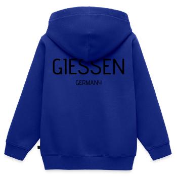 Giessen - Kinder Premium Organic Zip Hoodie - Royalblau - Hinten - AI Model Kid Male (0cm)