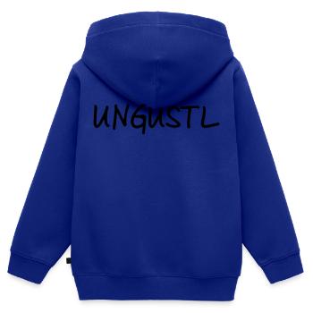 Ungustl – Wiener Dialekt - Kinder Premium Organic Zip Hoodie - Royalblau - Hinten - AI Model Kid Male (0cm)
