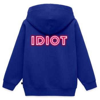 Idiot Geschenkidee - Kinder Premium Organic Zip Hoodie - Royalblau - Hinten - AI Model Kid Male (0cm)