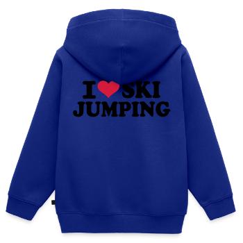 I love Ski Jumping - Sweat Premium à capuche zippé enfant bio - bleu roi - Dos - AI Model Kid Male (0cm)