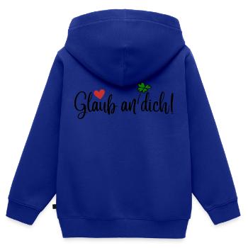 Glaub an dich! - Kinder Premium Organic Zip Hoodie - Royalblau - Hinten - AI Model Kid Male (0cm)