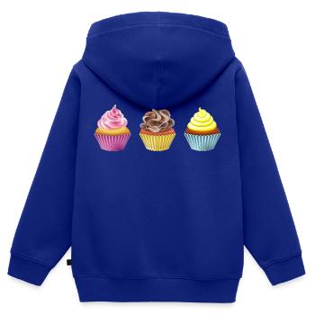 Muffins - Sweat Premium à capuche zippé enfant bio - bleu roi - Dos - AI Model Kid Male (0cm)