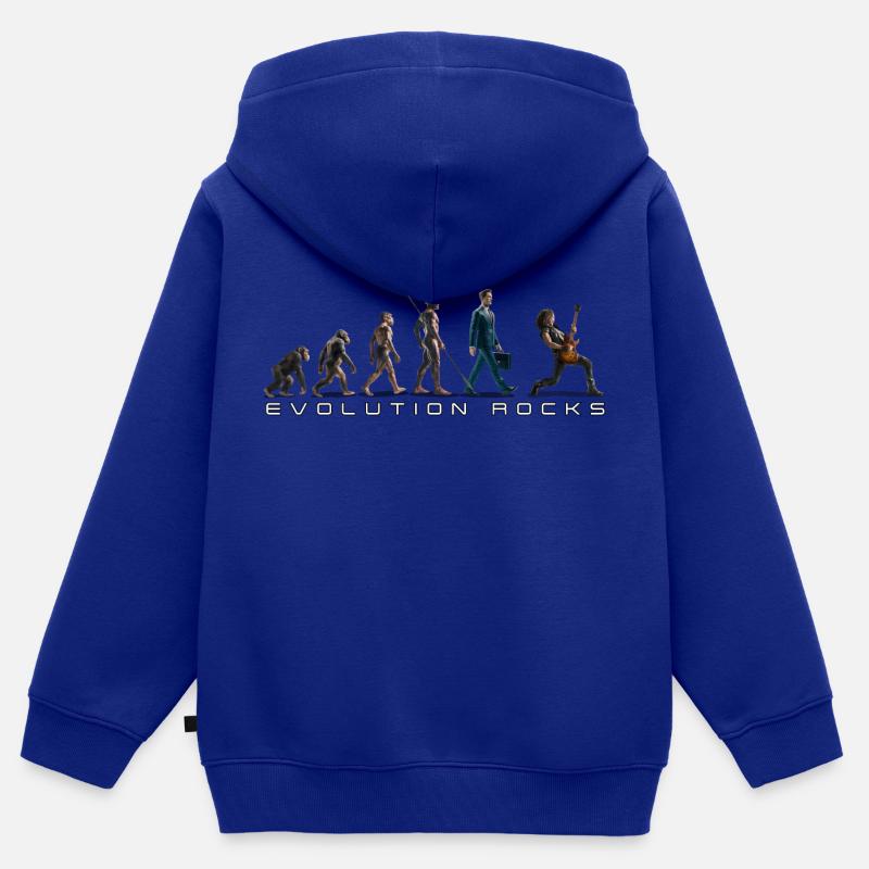 Evolution Guitar Player - Kids Premium Organic Zip-up Hoodie - royal blue