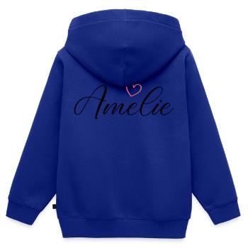 Nom d’Amélie - Sweat Premium à capuche zippé enfant bio - bleu roi - Dos - AI Model Kid Male (0cm)