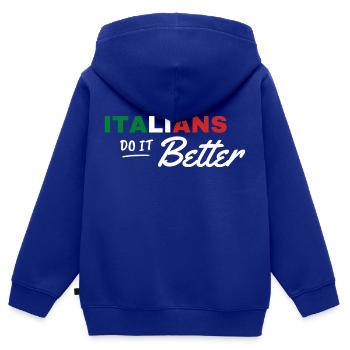 ITALIANS DO IT BETTER - Kinder Premium Organic Zip Hoodie - Royalblau - Hinten - AI Model Kid Male (0cm)