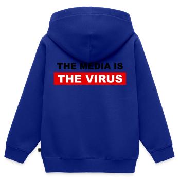 Les médias sont le virus - Sweat Premium à capuche zippé enfant bio - bleu roi - Dos - AI Model Kid Male (0cm)