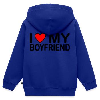 I love my boyfriend - Kinder Premium Organic Zip Hoodie - Royalblau - Hinten - AI Model Kid Male (0cm)