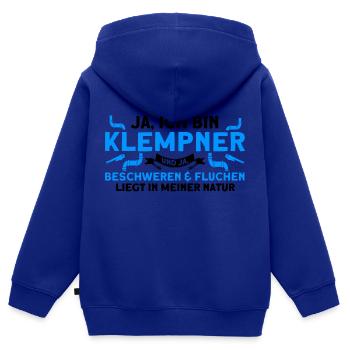 Sanitär Klempner Anlagenmechaniker Geschenk - Kinder Premium Organic Zip Hoodie - Royalblau - Hinten - AI Model Kid Male (0cm)