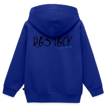 Rostock ma ville - Sweat Premium à capuche zippé enfant bio - bleu roi - Dos - AI Model Kid Male (0cm)