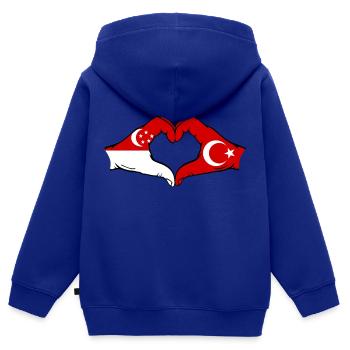 Singapur Türkei Flagge Hände Herzform - Kinder Premium Organic Zip Hoodie - Royalblau - Hinten - AI Model Kid Male (0cm)