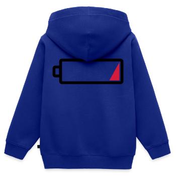 Batterie leer - Keine Energie - Müde - Aufladen - Kinder Premium Organic Zip Hoodie - Royalblau - Hinten - AI Model Kid Male (0cm)