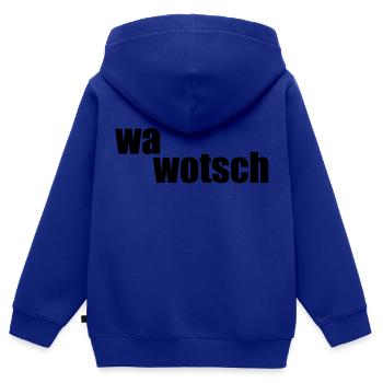 wa Wotsch - Sweat Premium à capuche zippé enfant bio - bleu roi - Dos - AI Model Kid Male (0cm)