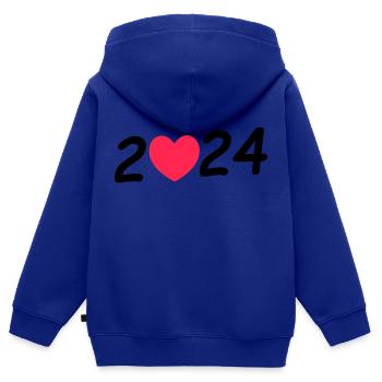 2024 - Kinder Premium Organic Zip Hoodie - Royalblau - Hinten - AI Model Kid Male (0cm)