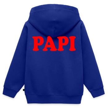 Papi - Kinder Premium Organic Zip Hoodie - Royalblau - Hinten - AI Model Kid Male (0cm)