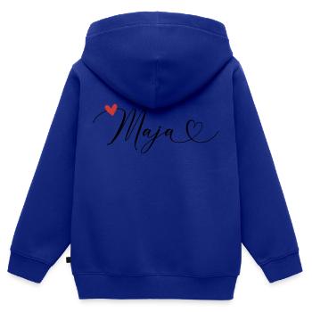 Maja Name Vorname Kalligrafieherz - Kinder Premium Organic Zip Hoodie - Royalblau - Hinten - AI Model Kid Male (0cm)