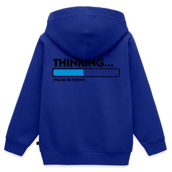 Ich denke nach....Geduld bitte! - Kinder Premium Organic Zip Hoodie - Royalblau - Hinten - AI Model Kid Male (0cm)