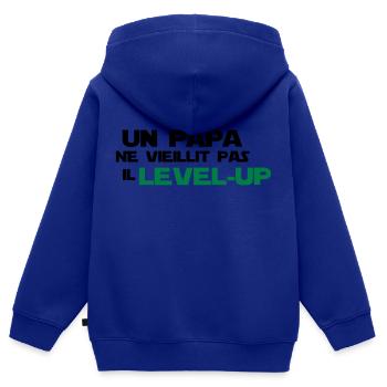 un papa ne vieillit pas,citations,geek,gaming - Sweat Premium à capuche zippé enfant bio - bleu roi - Dos - AI Model Kid Male (0cm)