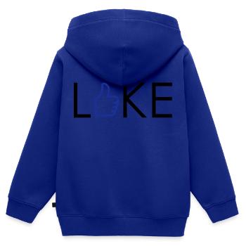 J'aime - J'aime - pouces vers le haut - Sweat Premium à capuche zippé enfant bio - bleu roi - Dos - AI Model Kid Male (0cm)