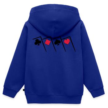 Pokern Poker all in Texas Holdem Karten Shirt - Sweat Premium à capuche zippé enfant bio - bleu roi - Dos - AI Model Kid Male (0cm)