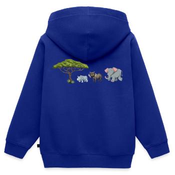 Safari Zoo Animal Safari Zoo - Sweat Premium à capuche zippé enfant bio - bleu roi - Dos - AI Model Kid Male (0cm)