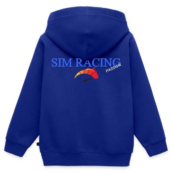 SIM Racing - Sweat Premium à capuche zippé enfant bio - bleu roi - Dos - AI Model Kid Male (0cm)