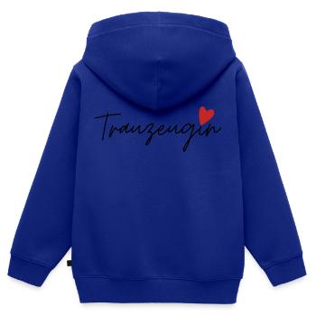 Trauzeugin - Kinder Premium Organic Zip Hoodie - Royalblau - Hinten - AI Model Kid Male (0cm)