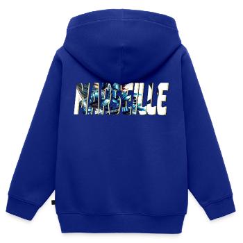 Marseille design stylisé BD - Sweat Premium à capuche zippé enfant bio - bleu roi - Dos - AI Model Kid Male (0cm)