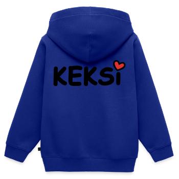 Keksi Nom d’animal de compagnie Coeur - Sweat Premium à capuche zippé enfant bio - bleu roi - Dos - AI Model Kid Male (0cm)
